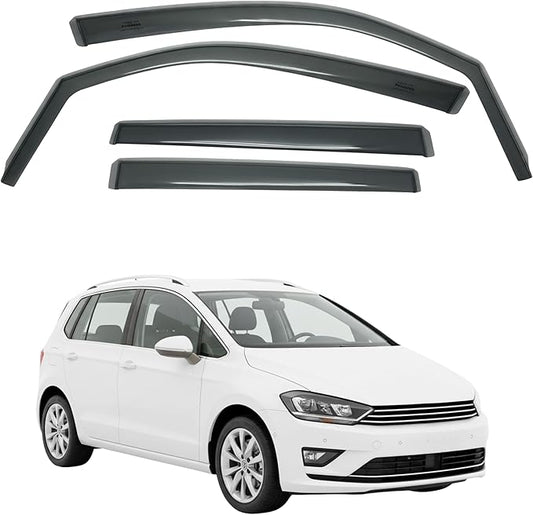 in-Channel Car Window Rain Guard Compatible with VW Golf Sportsvan fit:2015-on 4pcs, Taiwan Made Precise & Transparent Car Wind Deflectors No Water Leakage Visors