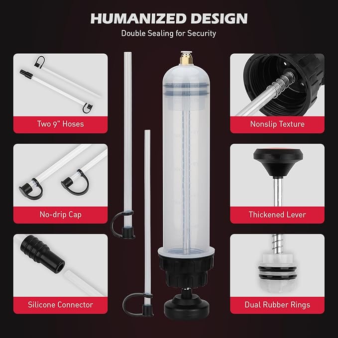 SEDY 500CC Fluid Extractor, Multi-Purpose Oil Syringe, Oil Suction Pump, Manual Extraction and Filling Pump, Automotive Oil Syringe(17.6 Oz./0.45 Qt./500 CC)