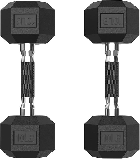 PAPABABE HEX Dumbbell Set 2.5-125lb, Rubber Encased Home Gym Dumbbells, Exercise & Fitness Weights Dumbbells for Women & Men, Hand Weight for Strength Training