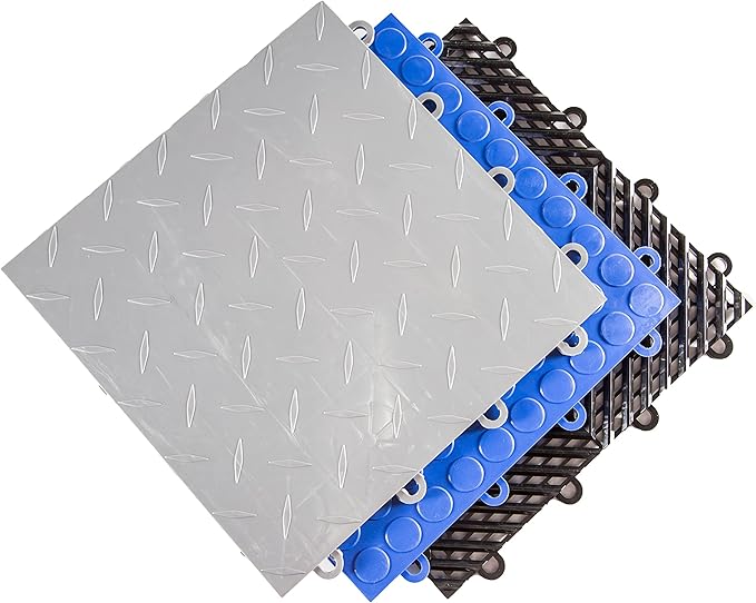 FlooringInc's Nitro 12"x12" Snap-Together Garage Floor Tiles, Non-Slip Interlocking Plastic Floor Mat, Coin Pattern, Arctic White, 24 Tiles, 24 Sq/Ft