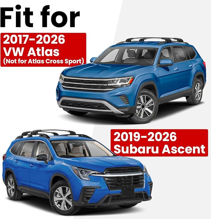 Roof Rack Cross Bars Compatible with Subaru Ascent 2019-2026 & Volkswagen VW Atlas 2017-2026, 300lbs Capacity Aluminum Anti-Rust Crossbars for Roof Cargo Luggage Carrier