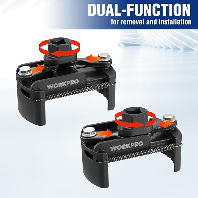 WORKPRO Universal Oil Filter Wrench Adjustable with Auto-Clamp Spring, Oil Filter Removal Tool, Oil Filter Change Set, Ideal for Engine Filters, Conduit, & Fittings