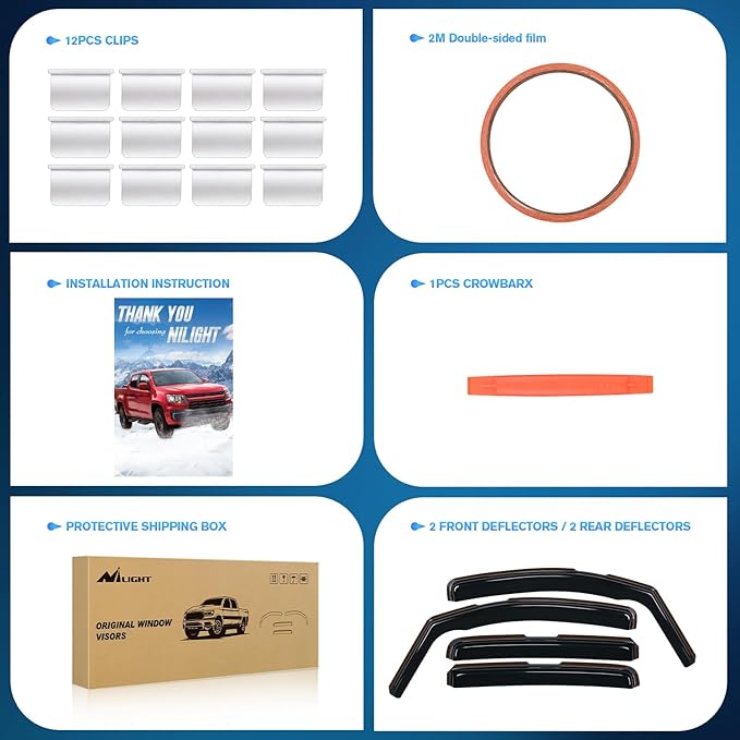 Nilight in Channel Window Deflectors for Chevrolet (Chevy) Trax 2014 2015 2016 2017 2018 2019 2020 2021 2022 2023, Buick Encore 2013-2023 Vent Window Visors, Rain Guards-4PCS