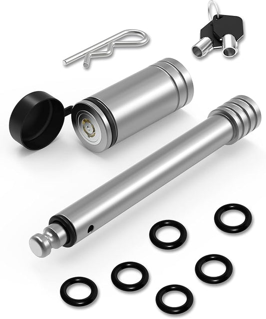 RETRUE Heavy-Duty Trailer Hitch Lock with Safety Clip for Extra Security, Stainless Steel 5/8" Dia 4" Long Locking Hitch Pin with Weather-Resistant Cap & O-Rings, Fits 2.5" to 3" Trailer Receivers