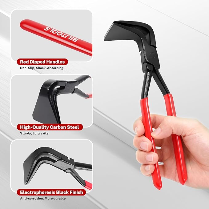 BILITOOLS 3-Piece Hand Seamer Sheet Metal Tools, Sheet Metal Bending Pliers Set Straight, 45° & 90° Bending Tool Comfort with Grip Handle