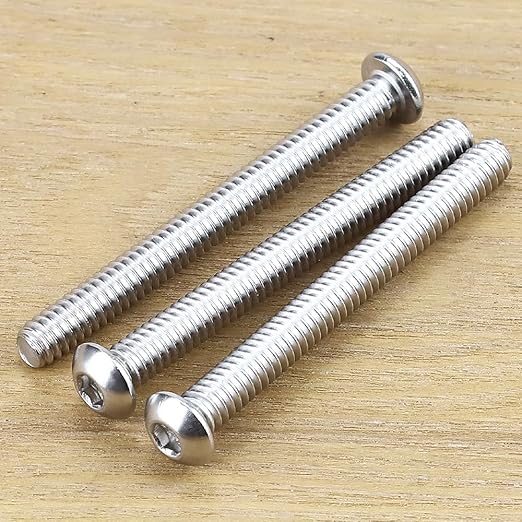 1/4-20 x 2 Button Head Socket Cap Bolts Screws, 304 Stainless Steel 18-8, Allen Hex Drive, Bright Finish, Fully Machine Thread, Pack of 100