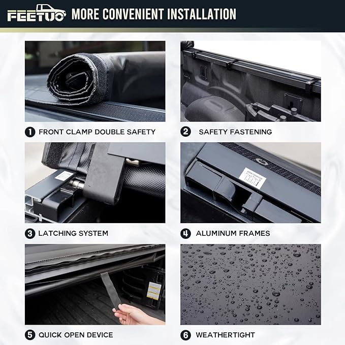 Soft Roll-Up Tonneau Cover Truck Bed for 2015-2025 Ford F-150 6.5FT/78.9inch