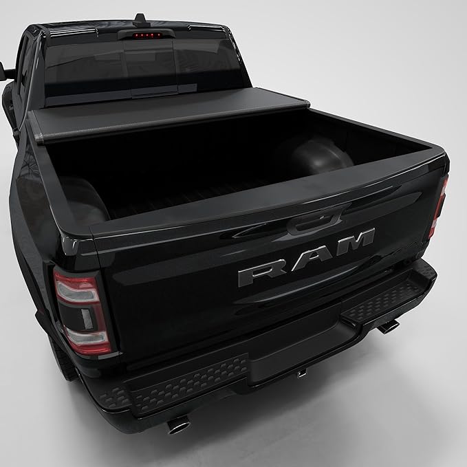 Low Profile Tri-fold Truck Bed Tonneau Cover Compatible with 2009–2026 Dodge Ram 1500 New Body Style Only (Excl. Classic Body) | 5'7" (67.4") Bed Without Ram Box | CFLPX011