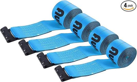 4" x30' Winch Straps with Flat Hook Flatbed Tie Downs Truck Straps 5,400 lbs Load Capacity Cargo Control for Flatbeds, Trucks, Trailers, Farms, Rescues, Tree Saver, Yellow(4 Pack)