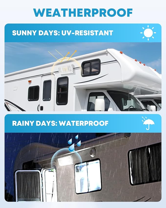 Kohree 320 Lumen LED RV Porch Light Exterior Utility 12V Lighting Fixture LED Panel, Replacement Lighting for RVs, Trailers, Campers, 5th Wheels. White Base, Clear and Amber Lenses Included 2 Packs