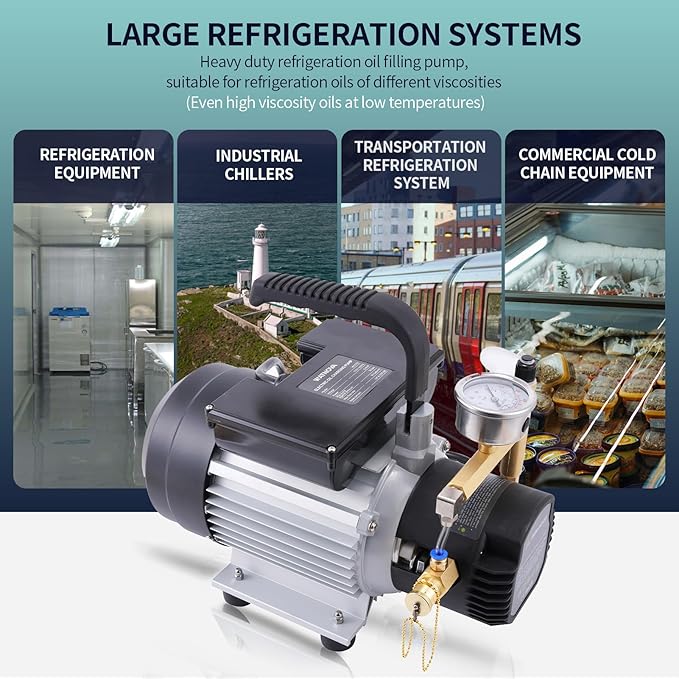 WATNOVA Electric Refrigeration HVAC Oil Pump | Exceed The Efficiency of Hand Pump | Refrigeration Oil Pump 3/4HP, 92Gallon/h, 362PSI | Top-Mount Gauge, for a Variety of Large Refrigeration Systems