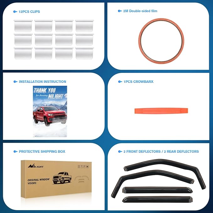 Nilight Vent Window Visors for Ford F250 F350 F450 F550 Super Duty Crew Cab 2017 2018 2019 2020 2021 2022 2023 2024, in-Channel Rain Guards, Original Window Deflectors-4PCS