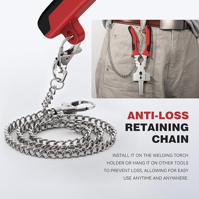 ARCCAPTAIN Measurable 8" Weliding Pliers with Rentention Chain, All-In-One MIG Pliers with Anti-Rust and High-Carbon Steel, Great for Professional Welding