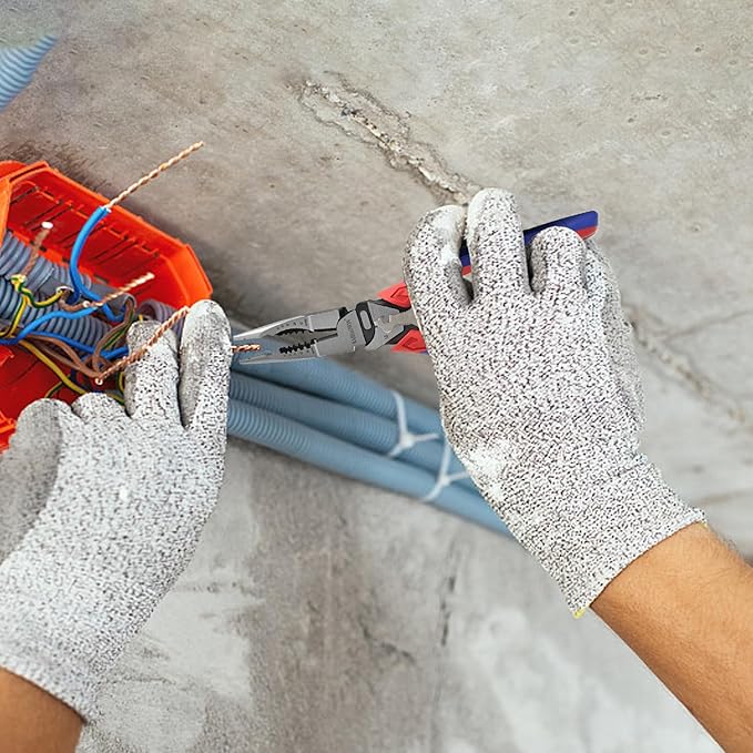 KAIHAOWIN 6-Piece Tool Set with Case, 8.8” Long Nose, Slip Joint Pliers,5” Needle Nose, 5" Flush Cutter, Rubber Mallet for Repairing & Home Use