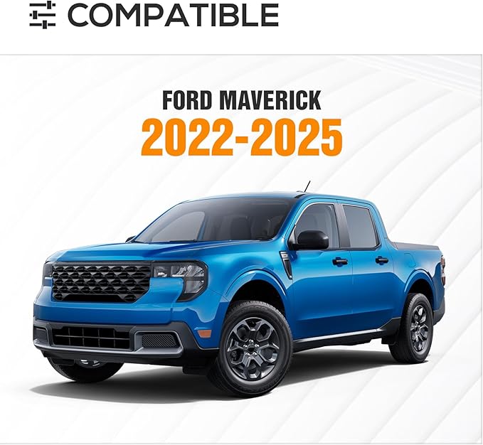 Adjustable 16"-18.7" Hight Overland Bed Racks Truck Cargo Carrier Compatible with 2022-2025 Ford Maverick Cross Bars Ladder Rack with 2 Led Light Bars (Not for Trucks with Bed Cover)