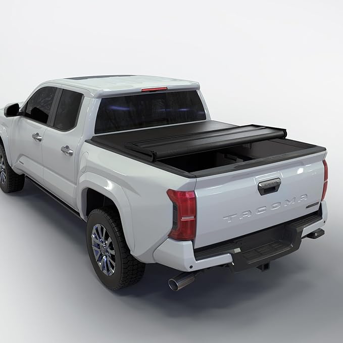 Soft Folding Truck Bed Tonneau Cover |TSTF022|Fits 2016-2026 Toyota Tacoma w/OE Track System 6' 2" Bed (73.7")