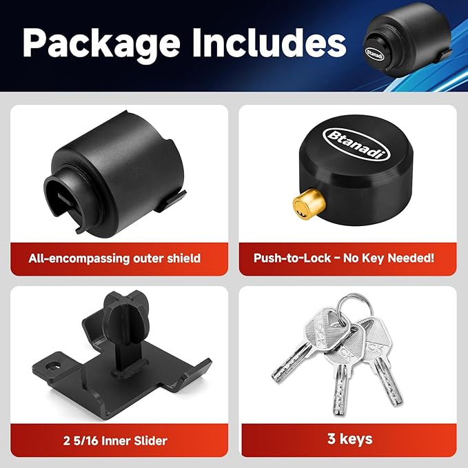 Trailer Lock Fits 2 5/16 Inch Coupler, Upgraded Heavy-Duty Steel Hitch Lock, Anti-Theft & Pry-Resistant for RV, Boat, Cargo Trailer (Black)