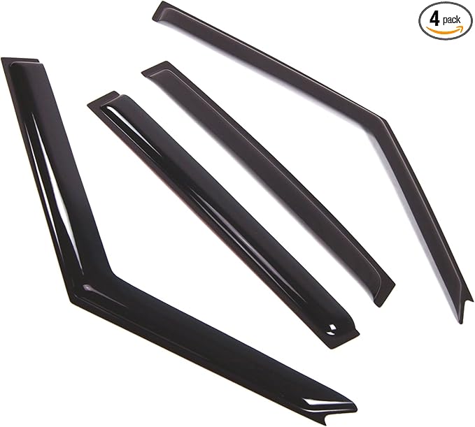 TuningPros Outside Mount Window Vent Visors Rain Guards Compatible with Land Discovery 1994-1998 | Side Window Wind Deflectors Rain Shields | Smoke Tinted, 4 Pcs Set, DGWV-516