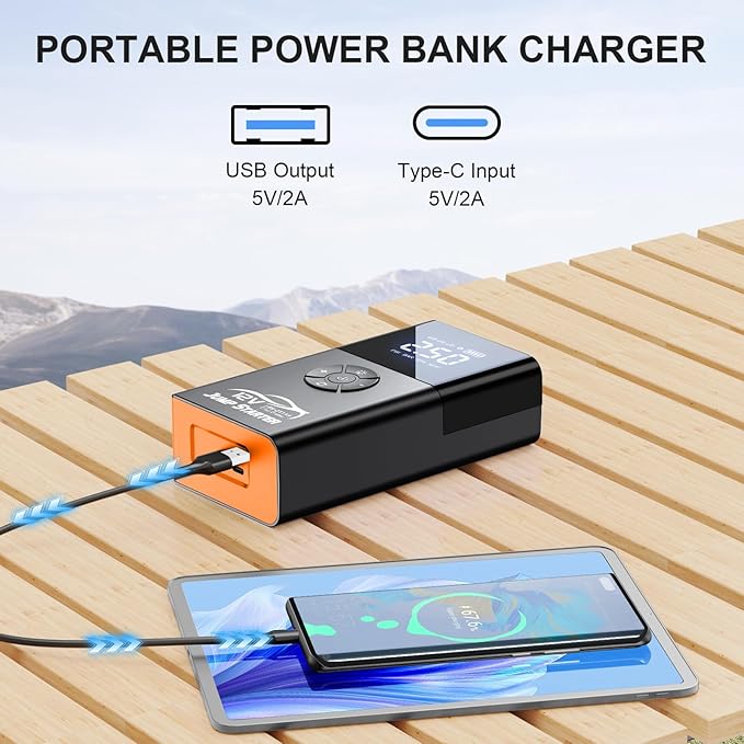 Jump Starter with Air Compressor, 8000A 180PSI, Portable Car Battery Jump Starter (All Gas/12L Diesel) 12V Automobile Jump Box Pack Chargers with Jumper Cables, 4-Mode LED Lights (Pumpkin Orange)