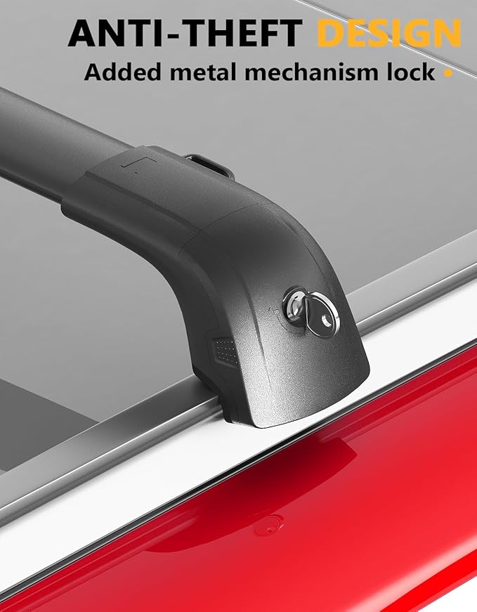 Tuyoung 220lbs Lockable Roof Rack Cross Bars Compatible with Genesis GV80 2021 2022 2023 2024 2025, Heavy Duty Anti-Theft Aluminum Roof Rails Crossbars Cargo Carrier Bag Black Bike