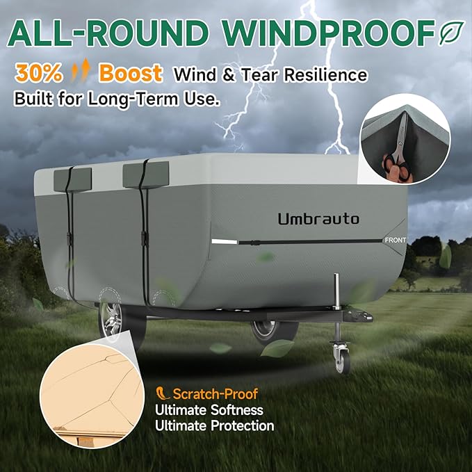 Pop Up Camper Cover Fits 11-13ft High-Wall Tent Trailer: Lightweight Pop Up Trailer Cover Umbrauto Waterproof, 7 Layers Top Breathable Ripstop Windproof