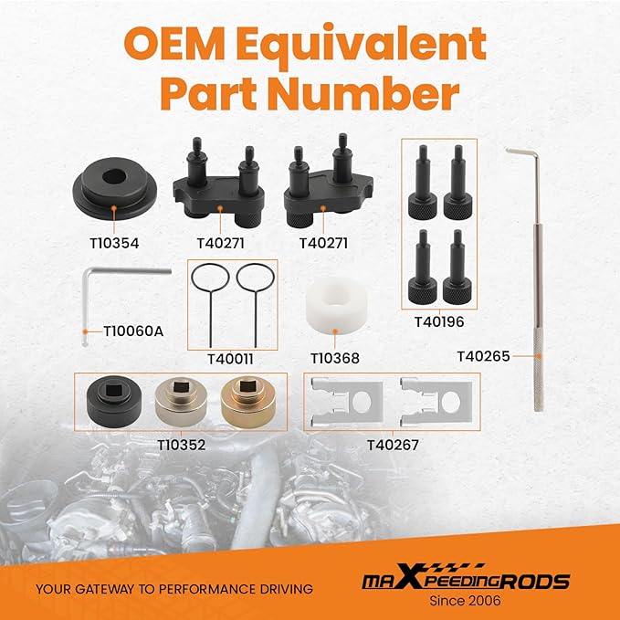 maXpeedingrods Engine Camshaft Crankshaft Timing Tool Kit for EA888 1.8 2.0 TSI TFSI, for Audi VW 2006-2018, T10352 T10368 T40196 T10354 T40011 T40271 T40267 T40098, 17 Pcs