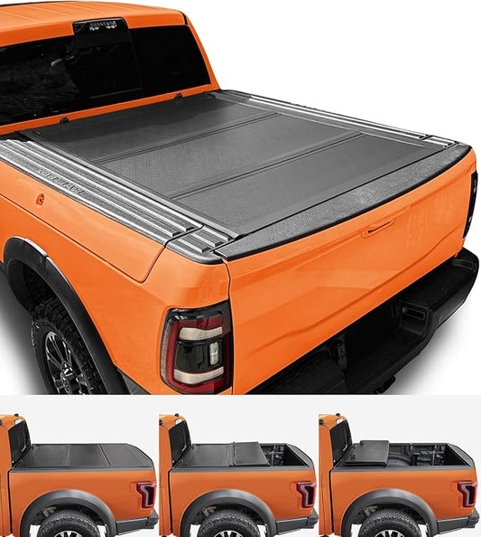 TIPTOP Low Profile Hard Folding Truck Bed Tonneau Cover Fits 2009-2025 Ram 1500 with 5.7 ft Bed (67.4") with RamBox |TLX3|