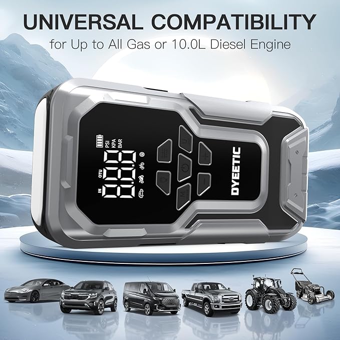 Portable Car Jump Starter with Air Compressor,7000A 150PSI Car Battery Jump Starter with Tire Inflator,12V Pack Jump Box with Large Digital Display, 21800mAh Power Bank,Smart Jumper Cable