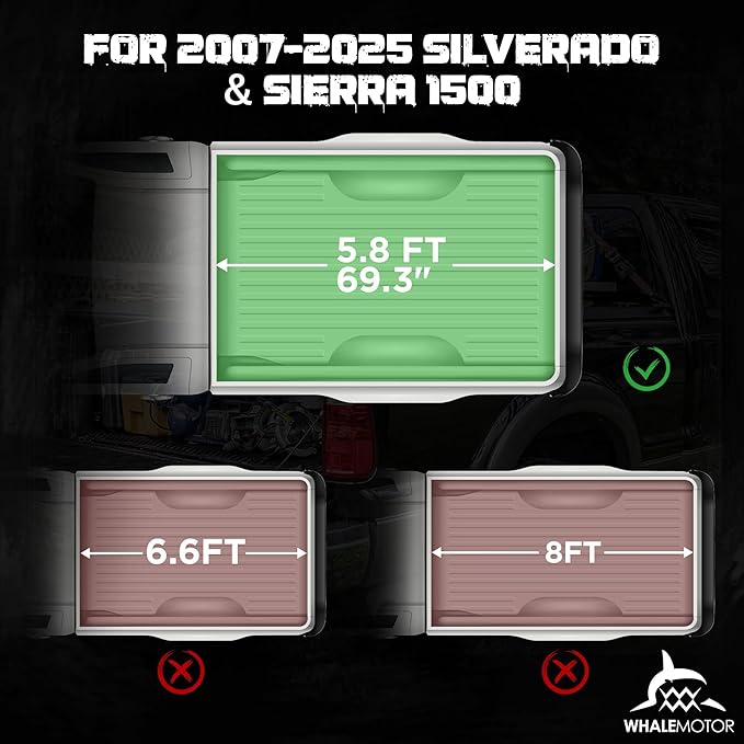 Truck Bed Tonneau Cover Compatible with Chevy Silverado & GMC Sierra 1500 2007-2025 5.8 ft Box(NO CarbonPro Bed), Soft Roll Up Style