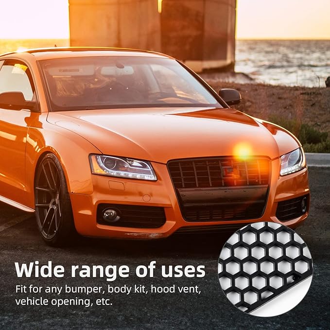 AggAuto 47"x16" ABS Plastic Universal Car Grill Mesh, Automotive Grille Insert Bumper Honeycomb Hole 10x10mm Grids Black