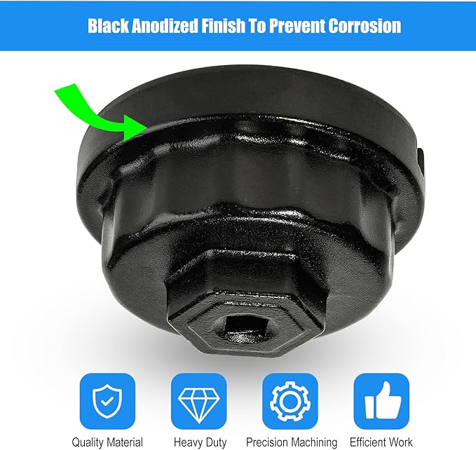 3mirrors Oil Filter Wrench Oil Filter Removal Tool Compatible with Toyota Lexus Scion RAV4 Camry Tundra Highlander Sienna Prius 2.5-5.7L Engine with 64mm Cartridge Style Oil Filter System