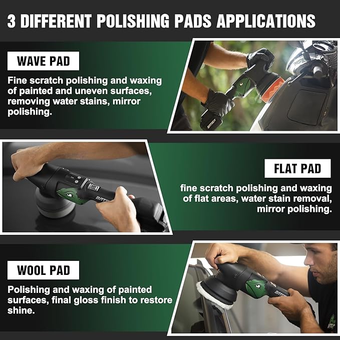 BATOCA 21V Cordless Polisher for Cars - 2.0Ah Lithium Battery Powered Car Buffer Kit, 4500RPM orbital with pads & Buffing Pads Cleaning Brush - Professional Auto Detailing Tool (Upgraded from S2)