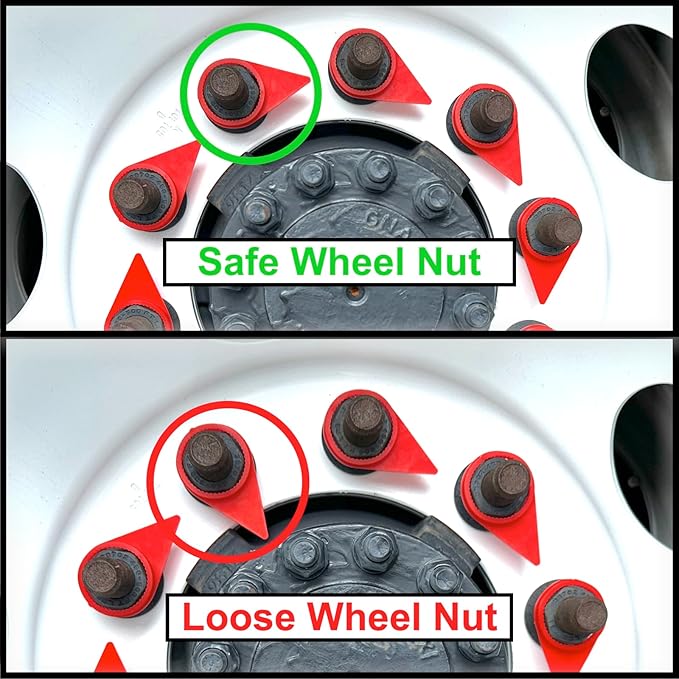 TYK Industries 21mm Red Loose Wheel Lug Nut Safety Check Indicators 100 Pack - Commercial Truck Wheel Nut Pre-Trip Safety Inspection Tool