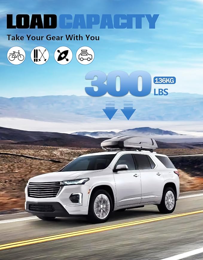 FengYu 300lb Lockable Roof Rack Cross Bars Compatible with Chevy Chevrolet Traverse 2022 2023 2024 2025 2026, Heavy Duty Aluminum Roof Rails Crossbars Cargo Bars Canoe Rooftop Black Carrier Luggage.