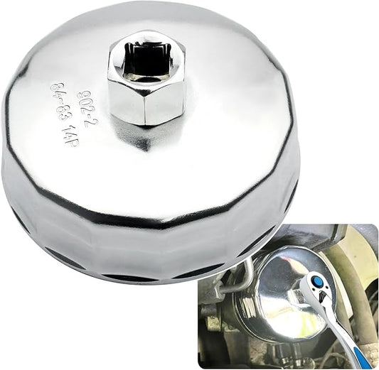 84mm 14Flutes Oil Filter Wrench Compatible with Mercedes Benz Jeep Dodge 3.0L Diesel Engines Oil Filter Socket Oil Filter Cap Housing Removal Tool for Oil Changing