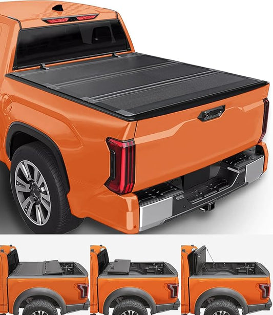 TIPTOP FILP Up Hard Folding Tonneau Cover Fits 2022-2025 Tundra 6.5ft Bed (78.7") w/Track System | Lightweight FRP, Low-Profile Waterproof Truck Bed Cover G3