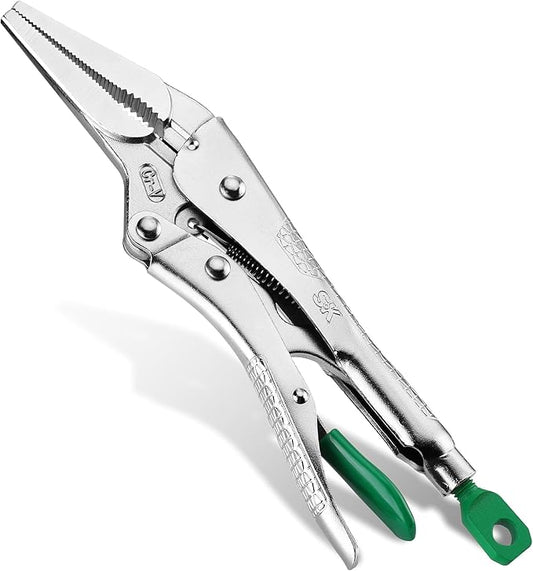 SK 9.5" Long Nose Locking Pliers, Premium CR-V Construction, Ergonomic Anti-slip Handle, Ideal for Welding or Assembly