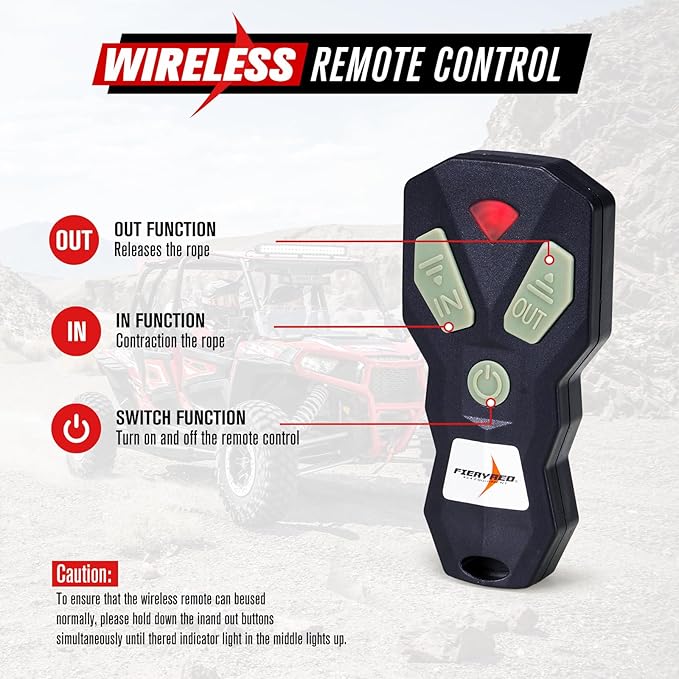 FieryRed ATV/UTV Winch 12V 5500 lb Electric Winch with Steel Cable, with Wireless Remote Control Hawse Aluminium Fairlead & Mounting Bracket, Waterproof IP67