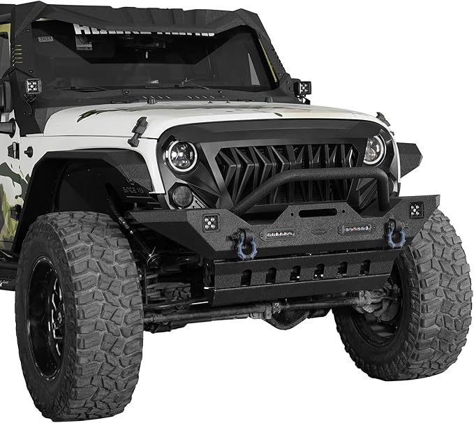 u-Box Wrangler Front Armor Cover Skid Plate Texured Black Steel for Jeep Wrangler JK 2007-2018 2/4 Door