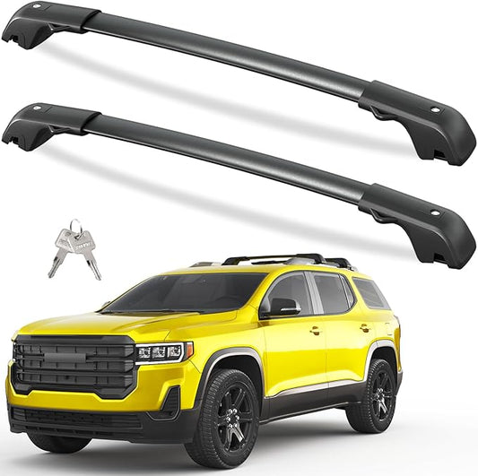 Tuyoung 300lbs Lockable Roof Rack Cross Bars Compatible with GMC Acadia 2017 2018 2019 2020 2021 2022 2023(with Raised Rails)，Heavy Duty Anti-Theft Aluminum Roof Crossbars Rooftop Luggage Carrier