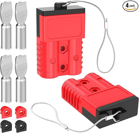 Anderson Connector, 175AMP 1/0AWG Battery Quick Connect w/Hard Cover 12V-36V Anderson Plug Winch Wiring Kit for Cable RV Truck Winch (2pcs)-RED