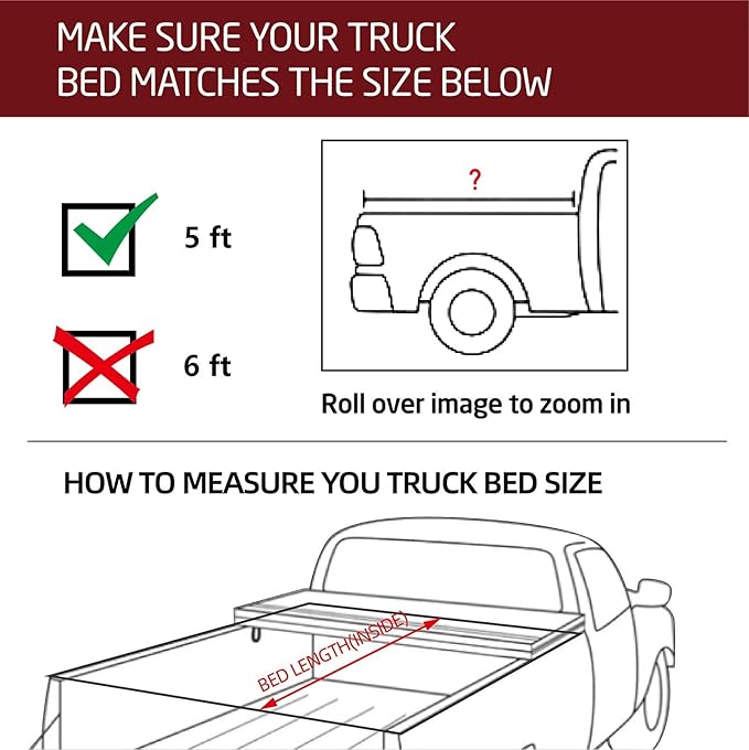 Kikito Vinyl Soft Tri-Fold Truck Tonneau Cover for 2015-2025 Canyon & Colorado 5.2FT (62.7in) Bed