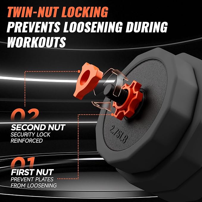 Adjustable Dumbbell Set (25/45/65lb) | Double Reinforced Locking | 5-in-1 Free Gym Weights Used as Barbell, Kettlebells, Push up Stand for Home Men Women