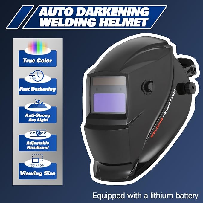 BILT HARD 135A 3-in-1 IGBT Inverter Welder, 110V Flux Core MIG/Lift TIG/Stick Welding Machine with Synergic Control, LED Display, 2T/4T/SPOT Modes & Full Kit (Solar Helmet, Gloves etc.)