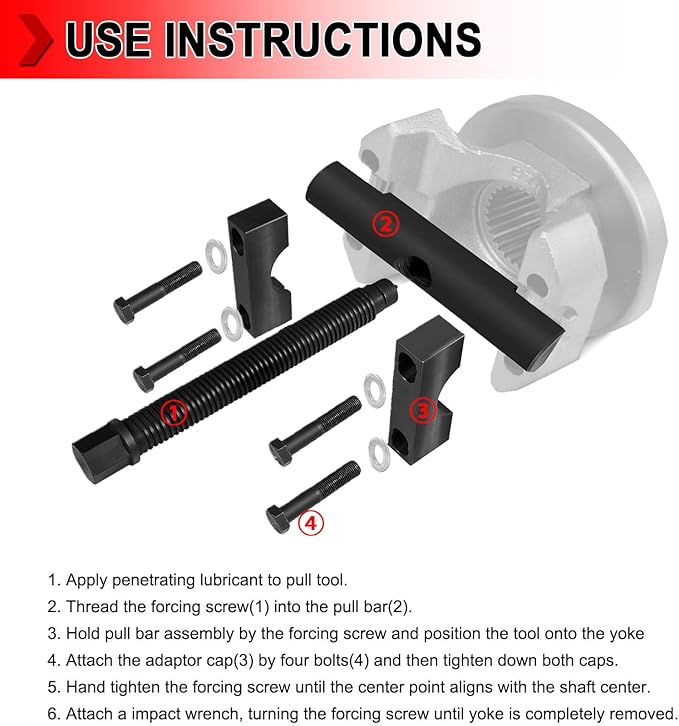60050 Heavy-Duty Yoke Puller Kit, Replace 10803 Yoke Puller, Heavy Duty Yoke Removal Tool Kit Semi Truck Yoke Remover Works for Class 6-8 Trucks and Equipment
