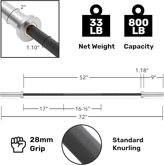 Philosophy Gym Olympic Barbell - Weightlifting & Powerlifting 2" Bar