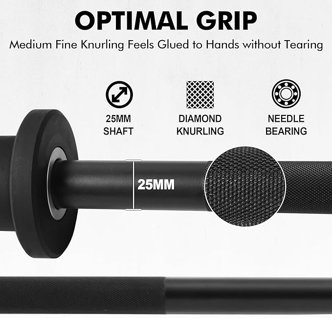 Mikolo 7ft Olympic Barbell, Barbell for Weightlifting and Powerlifting 45lb, Olympic Bar for 1500lbs Capacity, Weight Bar Fit 2” Standard Weights