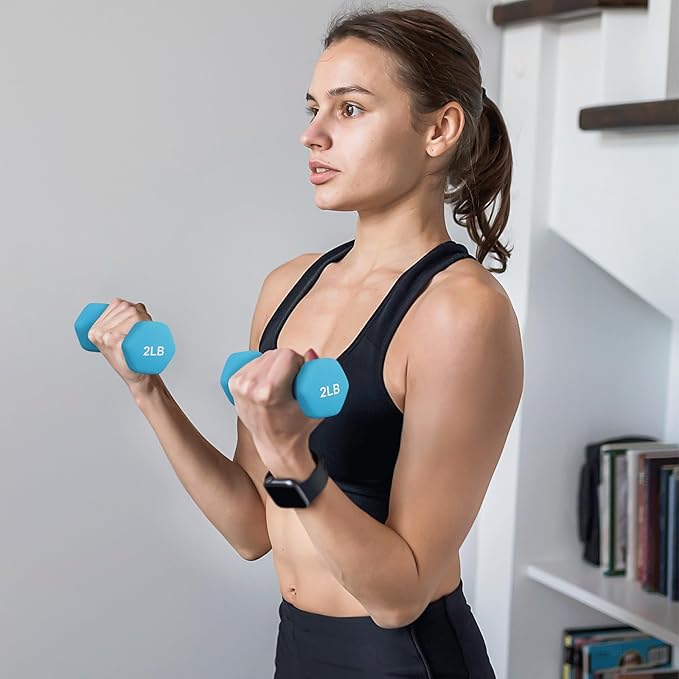 MADOG Dumbbell Set, Anti-Slip Neoprene Coated Hexagon Hand Weights for Home Gym Equipment Workouts Strength Training