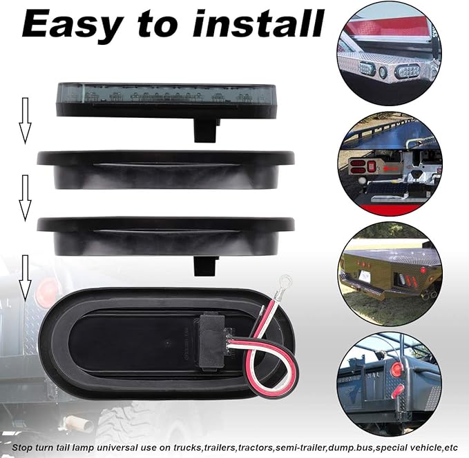 6 Inch Smoked Lens Amber 24 LED Clearance Lamp w/Rubber & Plug kit included Fender Marker Lights Turn Tail for Trailer Truck 12v DC (2 Pcs)