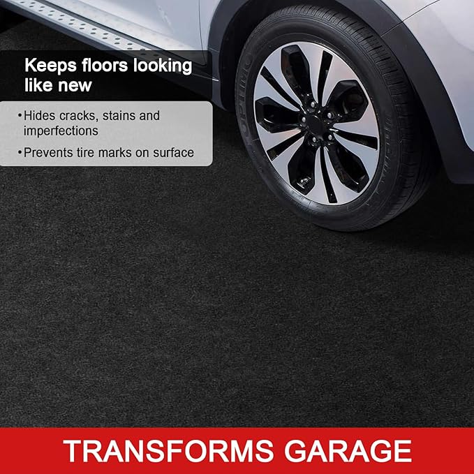 20' x 7'4" Garage Floor Mats - All-Weather Garage Floor Mats for Under Car, Absorbent Oil Spill Mat, Anti-Slip Garage Carpet, Reusable Garage Mats with Waterproof Backing, Garage Car Mat & Floor Rug